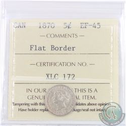 5-cent 1870 Flat Border ICCS Certified EF-45