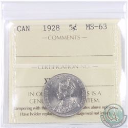 5-cent 1928 ICCS Certified MS-63