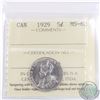 Image 1 : 5-cent 1929 ICCS Certified MS-62
