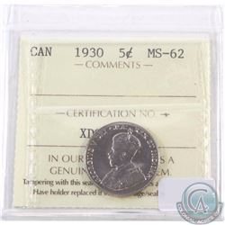 5-cent 1930 ICCS Certified MS-62