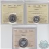Image 1 : 5-cent 1960 ICCS PL-67, 10-cent PL-66 Cameo & 25-cent PL-66 Cameo All ICCS Certified. 1960 5-cent & 