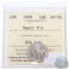 Image 1 : 10-cent 1899 Small 9s ICCS Certified AU-50. Attractive bright coin.