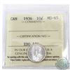 Image 1 : 10-cent 1936 ICCS Certified MS-65. A beautiful Frosted Blast White coin with exceptional Eye appeal.
