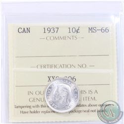 10-cent 1937 ICCS Certified MS-66! Tied for the Highest Grade by ICCS (1 of 6). A nice blast white c