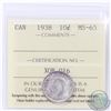Image 1 : 10-cent 1938 ICCS Certified MS-65. An attractive frosted coin with hints of violet toning.