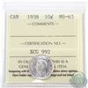 Image 1 : 10-cent 1938 ICCS Certified MS-63
