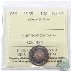 10-cent 1939 ICCS Certified MS-64