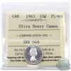 Image 1 : 10-cent 1963 ICCS Certified PL-66 Ultra Heavy Cameo. Tied with 4 others for finest known