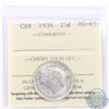 Image 1 : 25-cent 1938 ICCS Certified MS-65. Soft satin fields with a hint of golden overlaying toning.
