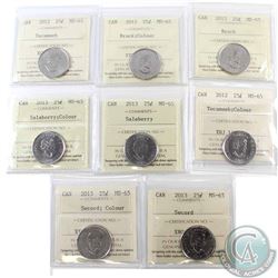 25-cent 2012 Brock, 2012 Brock Colour, 2012 Tecumseh, 2012 Tecumseh Colour, 2013 Salaberry, 2013 Sal