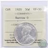 Image 1 : 50-cent 1920 Narrow 0 ICCS Certified VF-30