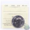 Image 1 : 50-cent 1990 ICCS Certified MS-66. Tied for the finest known by ICCS.