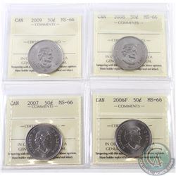 50-cent 2006P, 2007, 2008 & 2009 ICCS Certified MS-66.4pcs