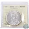 Image 1 : Silver $1 1935 ICCS Certified MS-65