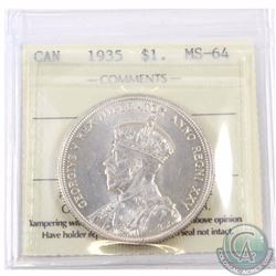 Silver $1 1935 ICCS Certified MS-64
