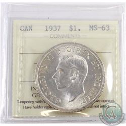 Silver $1 1937 ICCS Certified MS-63