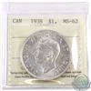 Image 1 : Silver $1 1938 ICCS Certified MS-62