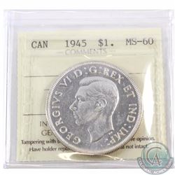 Silver $1 1945 ICCS Certified MS-60