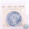 Image 1 : Silver $1 1945 ICCS Certified MS-60. A nice bright coin with an exceptional Reverse.