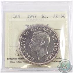 Silver $1 1947 Maple Leaf ICCS Certified AU-50