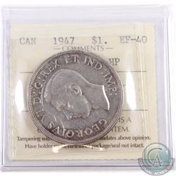 Silver $1 1947 Maple Leaf Double HP ICCS Certified EF-40