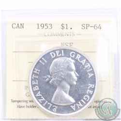 Silver $1 1953 NSF ICCS Certified SP-64! A Rare coin seldom available on the market. This example is