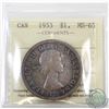 Image 1 : Silver $1 1953 SF ICCS Certified MS-65! A softly toned coin with darker edges and brighter centers w