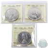 Image 1 : Silver $1 1956, 1957 & 1958 ICCS Certified MS-63. 3pcs