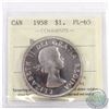 Image 1 : Silver $1 1958 ICCS Certified PL-65 Heavy Cameo. Satin lustre with gorgeous mauve toning on the reve