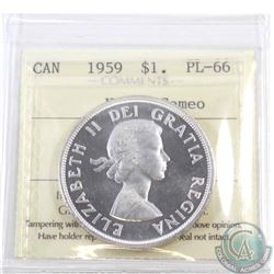 Silver $1 1959 ICCS Certified PL-66 Heavy Cameo