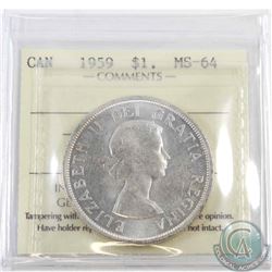 Silver $1 1959 ICCS Certified MS-64