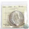 Image 1 : Silver $1 1960 ICCS Certified MS-65. Only 1 Graded higher by ICCS.