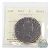 Image 1 : Silver $1 1961 ICCS Certified MS-65. Nice even toning on the obverse and reverse of the coin.