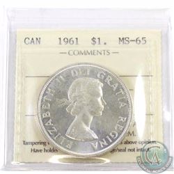 Silver $1 1961 ICCS Certified MS-65