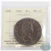 Image 1 : Silver $1 1962 ICCS Certified MS-65. Nice even toning on the obverse and reverse of the coin. Tied f