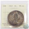 Image 1 : Silver $1 1963 ICCS Certified MS-64. Nice even toning on the obverse and reverse of the coin.