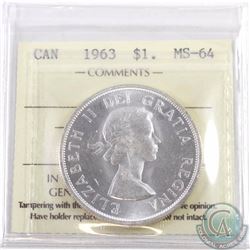 Silver $1 1963 ICCS Certified MS-64