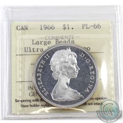 Silver $1 1966 Large Beads ICCS Certified PL-66 Ultra Heavy Cameo
