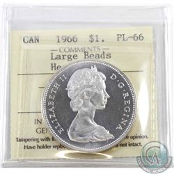 Silver $1 1966 Large Beads ICCS Certified PL-66 Heavy Cameo