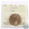 Image 1 : Loon $1 1987 ICCS Certified MS-67. Tied for finest known - Only 3 others with same grade