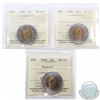 Image 1 : $2 1996, 1997 & 1999 Nunavut ICCS Certified MS-65. 3pcs