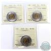 Image 1 : $2 2005, 2008 & 2008 Quebec City ICCS Certified MS-66. 3pcs