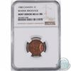 Image 1 : 1-cent 1980 Reverse Brockage NGC Certified MS-61 RB. This partial Brockage covers approximately 30% 