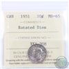 Image 1 : 10-cent 1951 Rotated Dies ICCS Certified MS-65 (minor rotation)