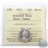 Image 1 : 10-cent 1955 Rotated Does ICCS Certified MS-65; Heavy Cameo (rotated about 20 degrees)