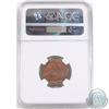 Image 2 : 25-cent 1980 Struck on a 1-cent Copper Planchet NGC Certified UNC Details (Damaged). A unique with s