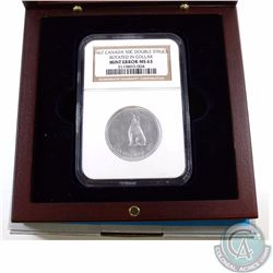 50-cent 1967 Double Struck Rotated in Collar NGC Certified MS-63. Coin comes in Beautiful Wooden Dis