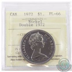 Nickel $1 1972 'Double 1972' ICCS Certified PL-66. Completely doubled reverse