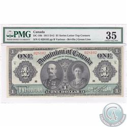 DC-18b. 1911 Dominion of Canada $1, Various-Boville, Green Line, Series G, S/N: 028102, PMG Certifie