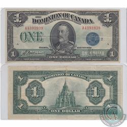 DC-25h. 1923 Dominion of Canada $1, McCavour-Saunders, Blue Seal, Group 2, Series A, S/N: A4393939 i